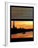 Window View - Color Sunset in Paris with the Eiffel Tower and the Seine River - France - Europe-Philippe Hugonnard-Framed Photographic Print