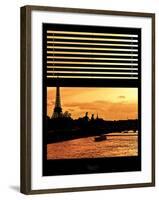 Window View - Color Sunset in Paris with the Eiffel Tower and the Seine River - France - Europe-Philippe Hugonnard-Framed Photographic Print