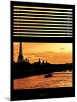 Window View - Color Sunset in Paris with the Eiffel Tower and the Seine River - France - Europe-Philippe Hugonnard-Mounted Photographic Print