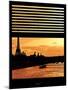 Window View - Color Sunset in Paris with the Eiffel Tower and the Seine River - France - Europe-Philippe Hugonnard-Mounted Photographic Print