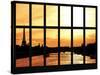 Window View - Color Sunset in Paris with the Eiffel Tower and the Seine River - France - Europe-Philippe Hugonnard-Stretched Canvas