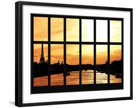 Window View - Color Sunset in Paris with the Eiffel Tower and the Seine River - France - Europe-Philippe Hugonnard-Framed Photographic Print