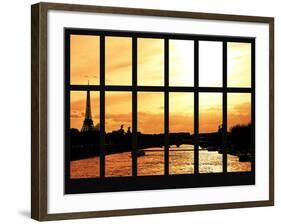 Window View - Color Sunset in Paris with the Eiffel Tower and the Seine River - France - Europe-Philippe Hugonnard-Framed Photographic Print