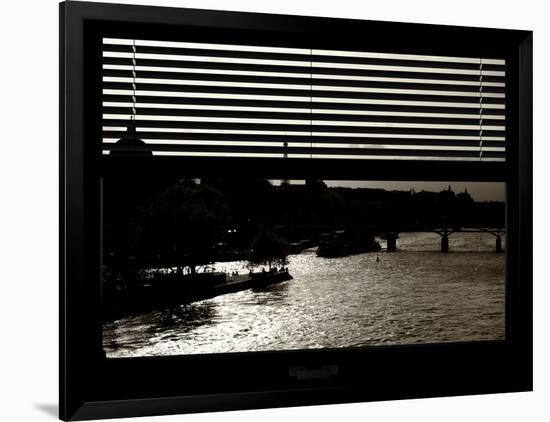 Window View - Color Sunset in Paris with the Eiffel Tower and the Seine River - France - Europe-Philippe Hugonnard-Framed Photographic Print