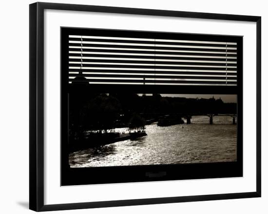 Window View - Color Sunset in Paris with the Eiffel Tower and the Seine River - France - Europe-Philippe Hugonnard-Framed Photographic Print