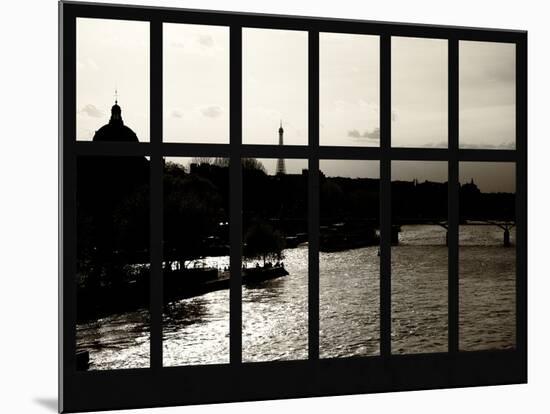 Window View - Color Sunset in Paris with the Eiffel Tower and the Seine River - France - Europe-Philippe Hugonnard-Mounted Photographic Print