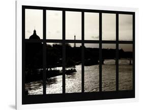 Window View - Color Sunset in Paris with the Eiffel Tower and the Seine River - France - Europe-Philippe Hugonnard-Framed Photographic Print