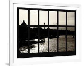 Window View - Color Sunset in Paris with the Eiffel Tower and the Seine River - France - Europe-Philippe Hugonnard-Framed Photographic Print