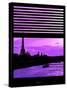 Window View - Color Sunset in Paris with the Eiffel Tower and the Seine River - France - Europe-Philippe Hugonnard-Stretched Canvas