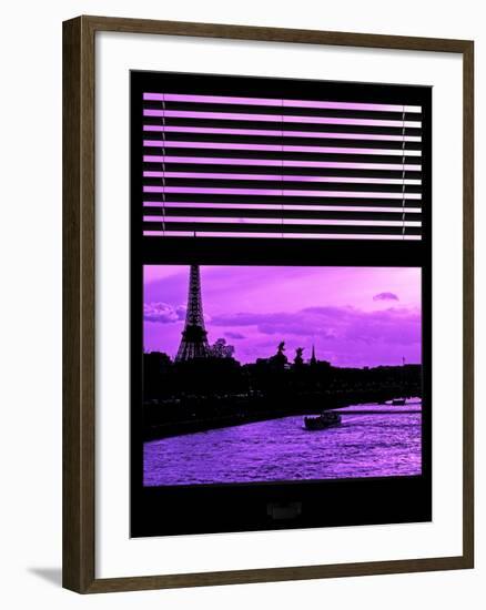 Window View - Color Sunset in Paris with the Eiffel Tower and the Seine River - France - Europe-Philippe Hugonnard-Framed Photographic Print