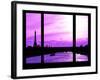 Window View - Color Sunset in Paris with the Eiffel Tower and the Seine River - France - Europe-Philippe Hugonnard-Framed Photographic Print