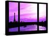 Window View - Color Sunset in Paris with the Eiffel Tower and the Seine River - France - Europe-Philippe Hugonnard-Stretched Canvas