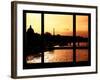 Window View - Color Sunset in Paris with the Eiffel Tower and the Seine River - France - Europe-Philippe Hugonnard-Framed Photographic Print