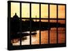 Window View - Color Sunset in Paris with the Eiffel Tower and the Seine River - France - Europe-Philippe Hugonnard-Stretched Canvas