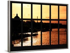 Window View - Color Sunset in Paris with the Eiffel Tower and the Seine River - France - Europe-Philippe Hugonnard-Framed Photographic Print