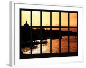 Window View - Color Sunset in Paris with the Eiffel Tower and the Seine River - France - Europe-Philippe Hugonnard-Framed Photographic Print