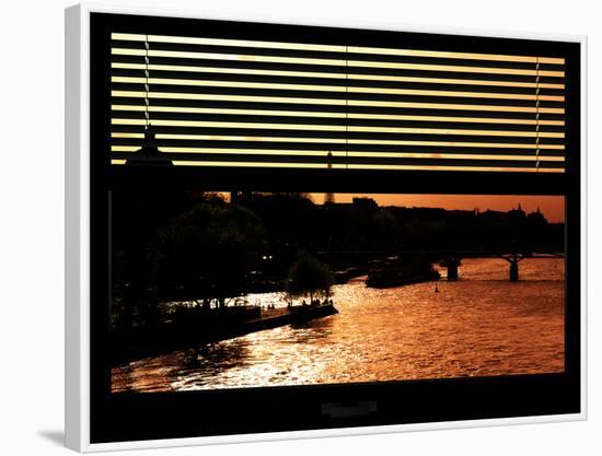 Window View - Color Sunset in Paris with the Eiffel Tower and the Seine River - France - Europe-Philippe Hugonnard-Framed Photographic Print