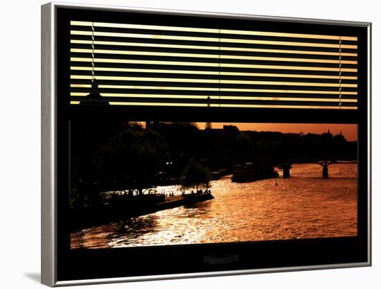 Window View - Color Sunset in Paris with the Eiffel Tower and the Seine River - France - Europe-Philippe Hugonnard-Framed Photographic Print