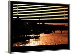 Window View - Color Sunset in Paris with the Eiffel Tower and the Seine River - France - Europe-Philippe Hugonnard-Framed Photographic Print