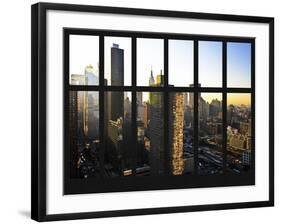 Window View - Empire State Building and New Yorker Hotel - 42nd Street - Manhattan - New York City-Philippe Hugonnard-Framed Photographic Print