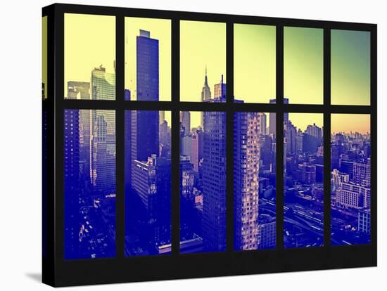 Window View - Empire State Building and New Yorker Hotel - 42nd Street - Manhattan - New York City-Philippe Hugonnard-Stretched Canvas