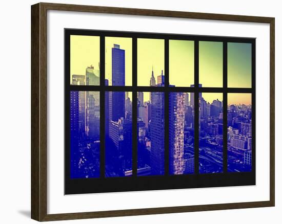 Window View - Empire State Building and New Yorker Hotel - 42nd Street - Manhattan - New York City-Philippe Hugonnard-Framed Photographic Print