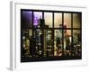 Window View - Empire State Building and New Yorker Hotel by Foggy Night - Manhattan - NYC-Philippe Hugonnard-Framed Photographic Print