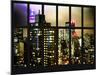 Window View - Empire State Building and New Yorker Hotel by Foggy Night - Manhattan - NYC-Philippe Hugonnard-Mounted Photographic Print