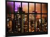 Window View - Empire State Building and New Yorker Hotel by Foggy Night - Manhattan - NYC-Philippe Hugonnard-Mounted Photographic Print