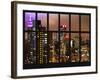 Window View - Empire State Building and New Yorker Hotel by Foggy Night - Manhattan - NYC-Philippe Hugonnard-Framed Photographic Print