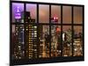 Window View - Empire State Building and New Yorker Hotel by Foggy Night - Manhattan - NYC-Philippe Hugonnard-Mounted Photographic Print