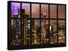 Window View - Empire State Building and New Yorker Hotel by Foggy Night - Manhattan - NYC-Philippe Hugonnard-Stretched Canvas