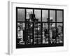 Window View - Empire State Building and New Yorker Hotel by Foggy Night - Manhattan - NYC-Philippe Hugonnard-Framed Photographic Print