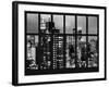 Window View - Empire State Building and New Yorker Hotel by Foggy Night - Manhattan - NYC-Philippe Hugonnard-Framed Photographic Print