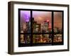 Window View, Empire State Building and New Yorker Hotel Views by Night, Times Square, NYC-Philippe Hugonnard-Framed Premium Photographic Print