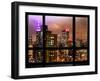 Window View, Empire State Building and New Yorker Hotel Views by Night, Times Square, NYC-Philippe Hugonnard-Framed Premium Photographic Print