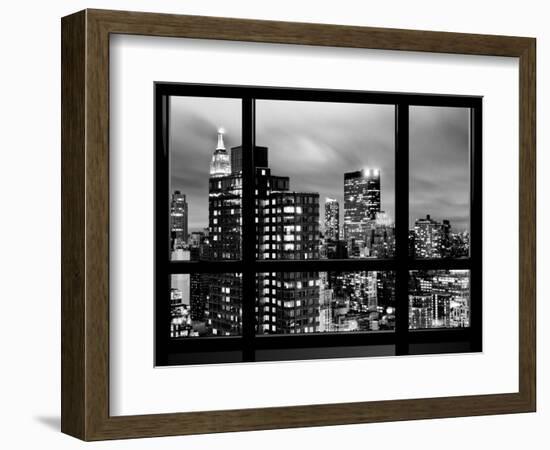 Window View, Empire State Building and New Yorker Hotel Views by Night, Times Square, NYC-Philippe Hugonnard-Framed Photographic Print