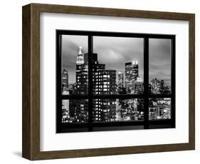 Window View, Empire State Building and New Yorker Hotel Views by Night, Times Square, NYC-Philippe Hugonnard-Framed Photographic Print