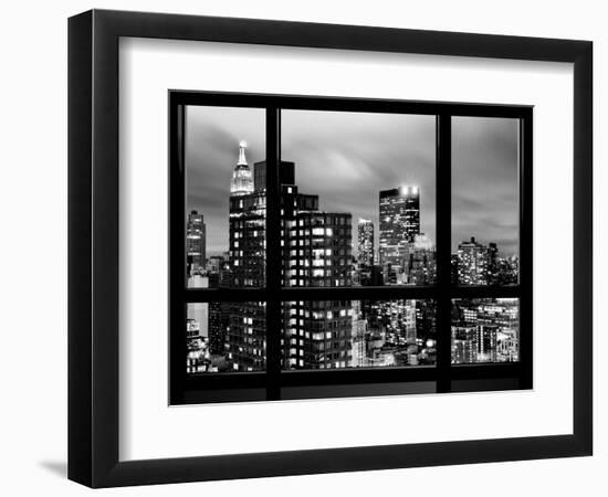 Window View, Empire State Building and New Yorker Hotel Views by Night, Times Square, NYC-Philippe Hugonnard-Framed Photographic Print