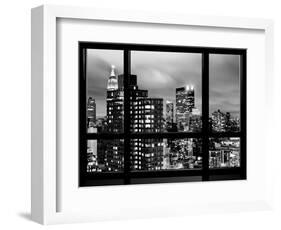 Window View, Empire State Building and New Yorker Hotel Views by Night, Times Square, NYC-Philippe Hugonnard-Framed Photographic Print