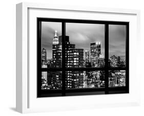 Window View, Empire State Building and New Yorker Hotel Views by Night, Times Square, NYC-Philippe Hugonnard-Framed Premium Photographic Print