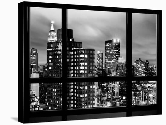 Window View, Empire State Building and New Yorker Hotel Views by Night, Times Square, NYC-Philippe Hugonnard-Stretched Canvas
