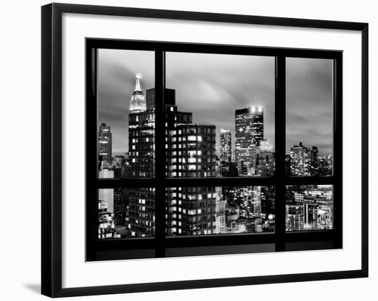 Window View, Empire State Building and New Yorker Hotel Views by Night, Times Square, NYC-Philippe Hugonnard-Framed Photographic Print