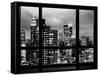 Window View, Empire State Building and New Yorker Hotel Views by Night, Times Square, NYC-Philippe Hugonnard-Framed Stretched Canvas