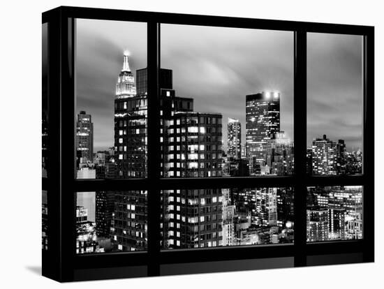 Window View, Empire State Building and New Yorker Hotel Views by Night, Times Square, NYC-Philippe Hugonnard-Stretched Canvas