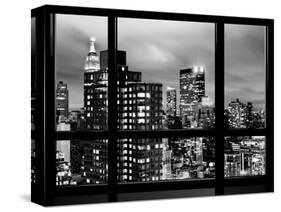 Window View, Empire State Building and New Yorker Hotel Views by Night, Times Square, NYC-Philippe Hugonnard-Stretched Canvas