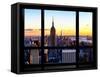 Window View, Empire State Building and One World Trade Center (1WTC) at Sunset, Manhattan, New York-Philippe Hugonnard-Framed Stretched Canvas