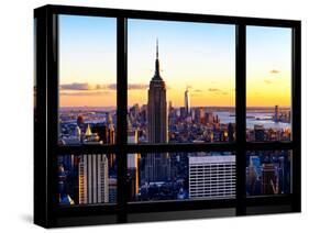 Window View, Empire State Building and One World Trade Center (1WTC) at Sunset, Manhattan, New York-Philippe Hugonnard-Stretched Canvas