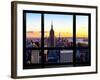 Window View, Empire State Building and One World Trade Center (1WTC) at Sunset, Manhattan, New York-Philippe Hugonnard-Framed Photographic Print