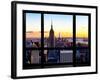 Window View, Empire State Building and One World Trade Center (1WTC) at Sunset, Manhattan, New York-Philippe Hugonnard-Framed Photographic Print